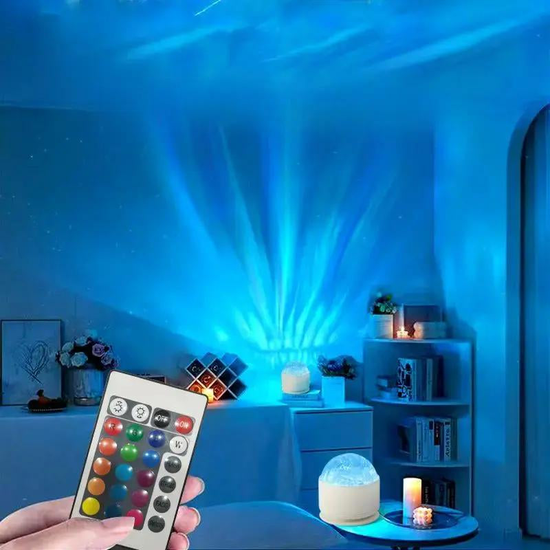 2 Scene -Ocean Wave & 3D Water Rippleprojector Light-16-Color round Lamp Withcontrol, Relaxation & Romantic Night Ambience Tiktokshopbacktoschool.