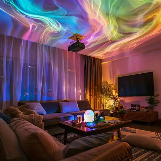 2 Scene -Ocean Wave & 3D Water Rippleprojector Light-16-Color round Lamp Withcontrol, Relaxation & Romantic Night Ambience Tiktokshopbacktoschool.