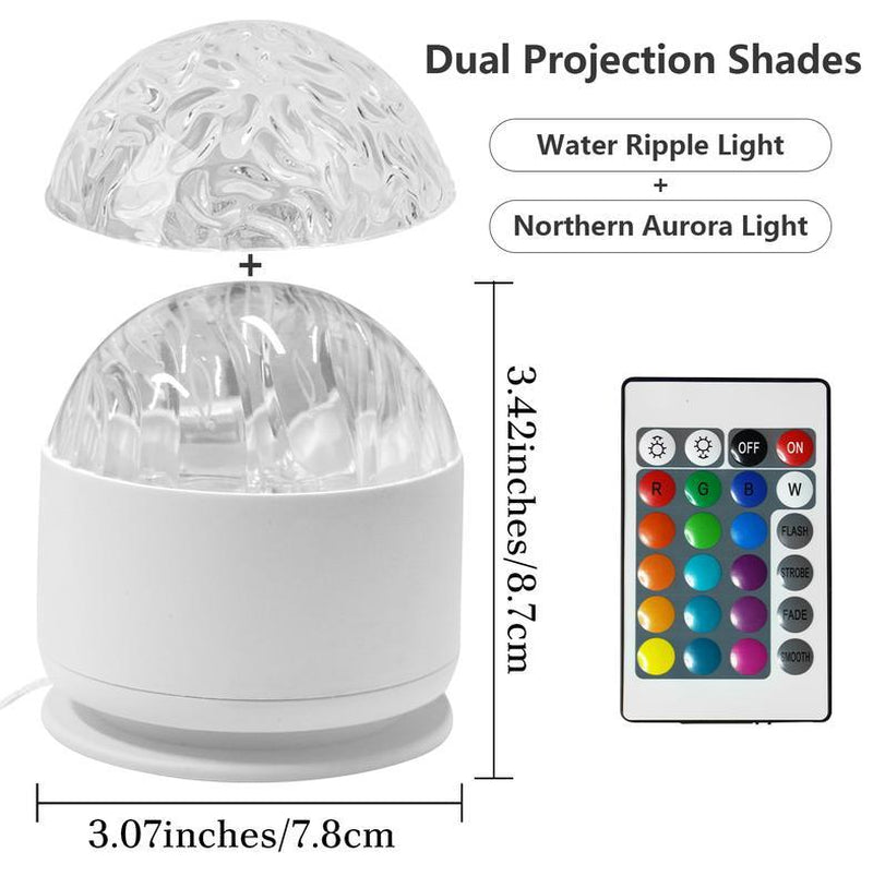 2 Scene -Ocean Wave & 3D Water Rippleprojector Light-16-Color round Lamp Withcontrol, Relaxation & Romantic Night Ambience Tiktokshopbacktoschool.